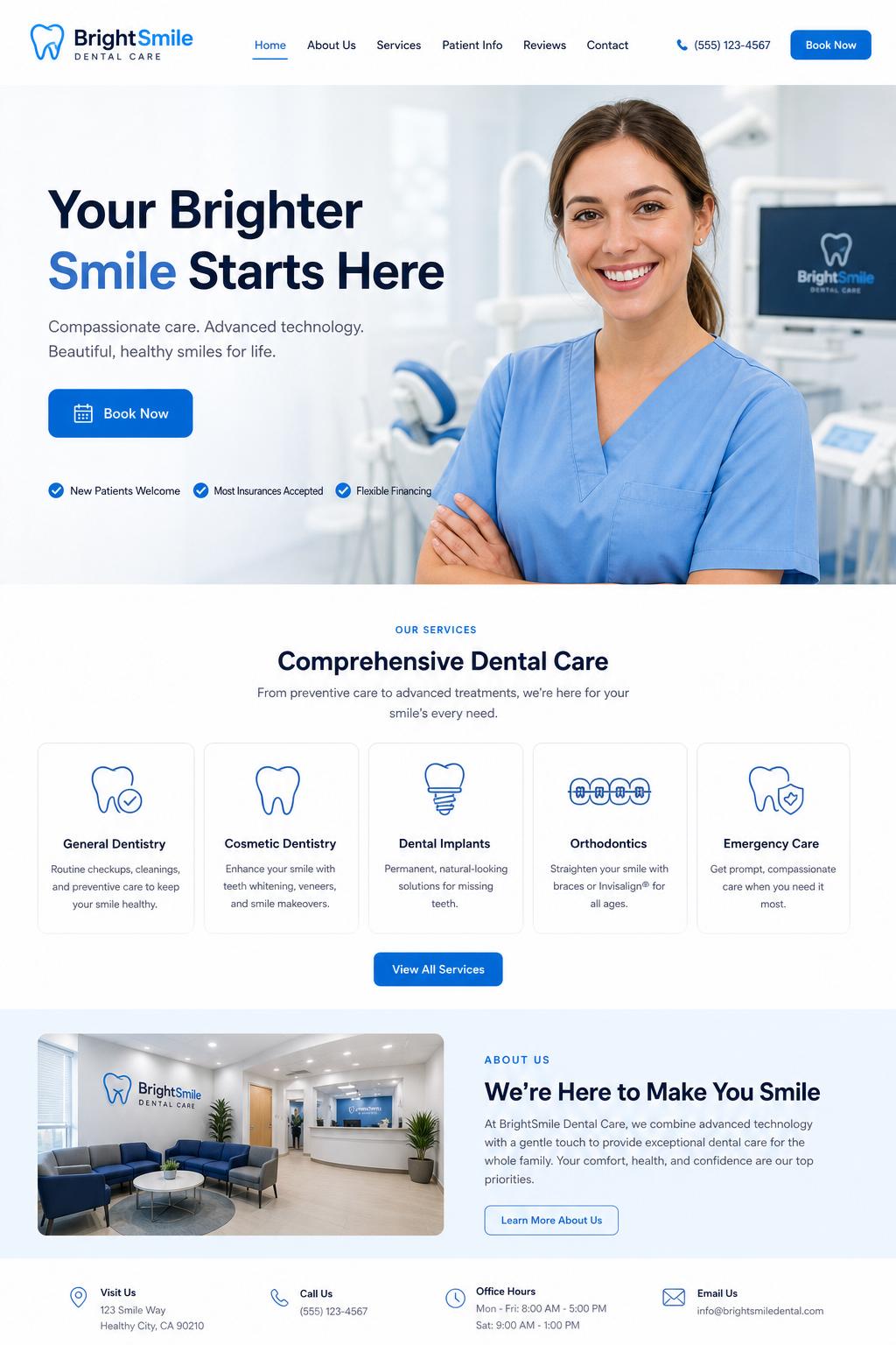 BrightSmile Dental Care website design